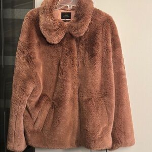 Urban Outfitters Brown Teddy Jacket Cozy Faux Fur